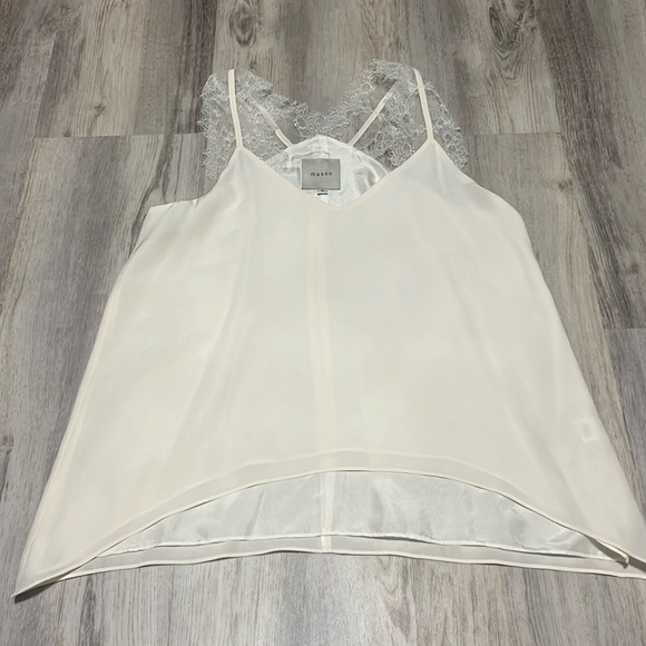 Mason Silk Lace Cream Flowing Tank Top Size 0 - Picture 5 of 8